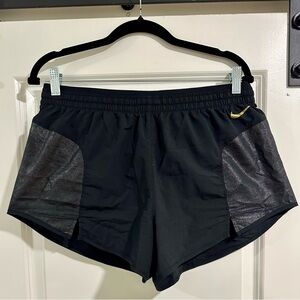 Nike Women's Black and Metallic Gray Athletic Shorts